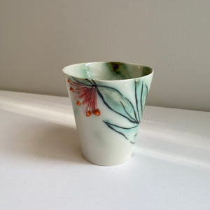 'Firewheel' porcelain beaker by Shannon Garson