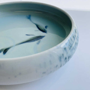 'Fish pod' porcelain dish by Tian You