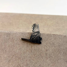 Load image into Gallery viewer, &#39;Escape&#39; cockatoo pins in oxidised sterling silver by Robin Wells (various designs)
