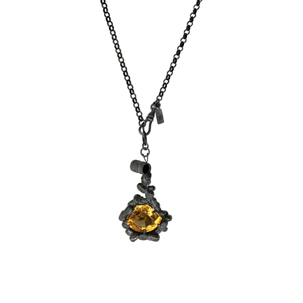 'Spill the beans II' citrine necklace in oxidised sterling silver by Taë Schmeisser