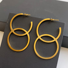 Load image into Gallery viewer, &#39;Double Circle&#39; earrings in gold by Melanie Katsalidis
