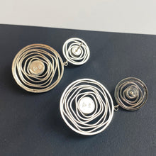 Load image into Gallery viewer, Double &#39;Imprint&#39; stud earrings with freshwater pearls by Julia Storey
